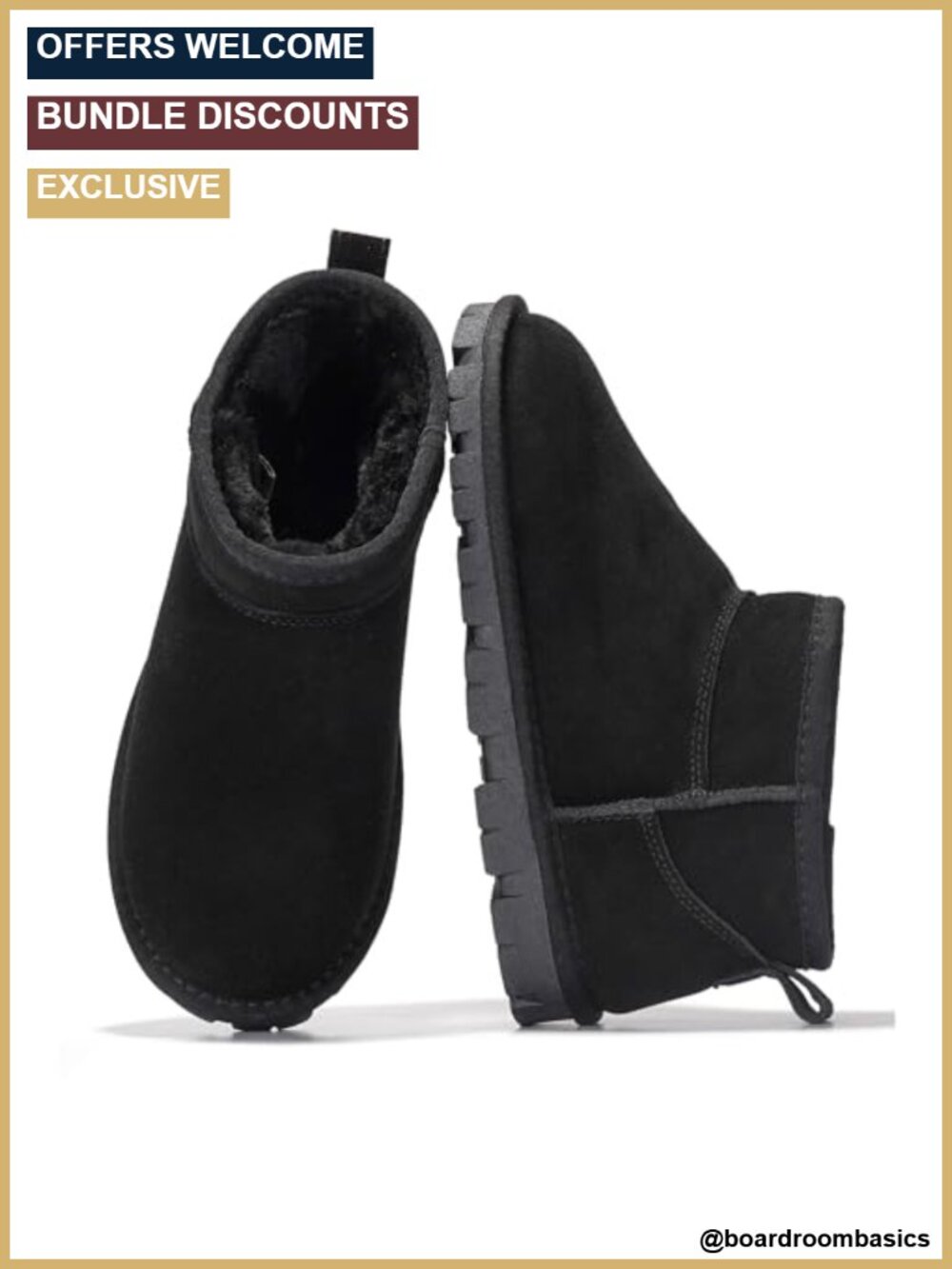 Genuine Suede Fur-Lined Ankle Boots Water-Resistant